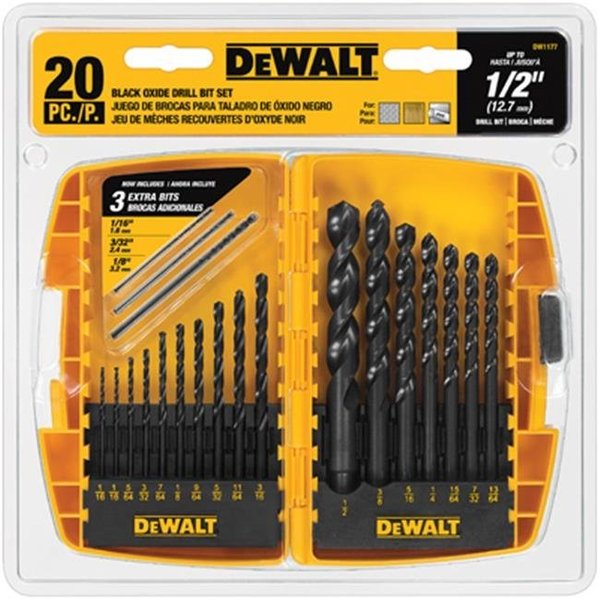 Dewalt Dewalt Accessories DW1177 20 Piece Black Oxide Metal Drilling Bit Set 197534